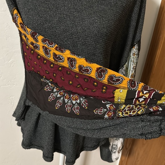 We the Free grey waffle knit balloon long sleeve top M - Picture 3 of 10